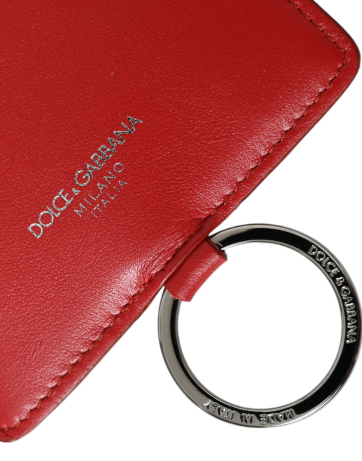Rotes Kalbsleder Lanyard Logo Kartenhalter Brieftasche
