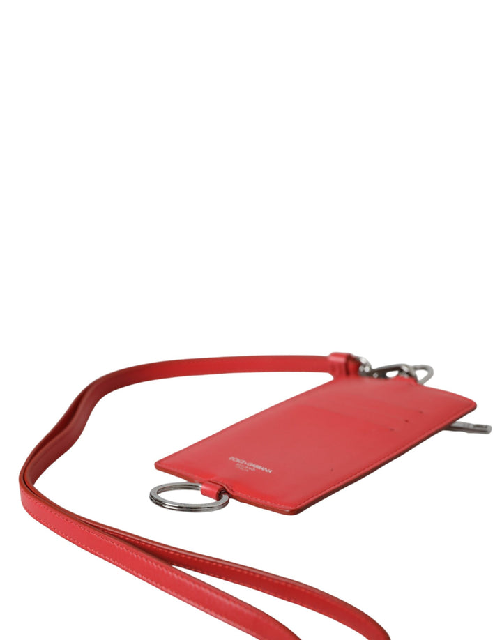 Rotes Kalbsleder Lanyard Logo Kartenhalter Brieftasche