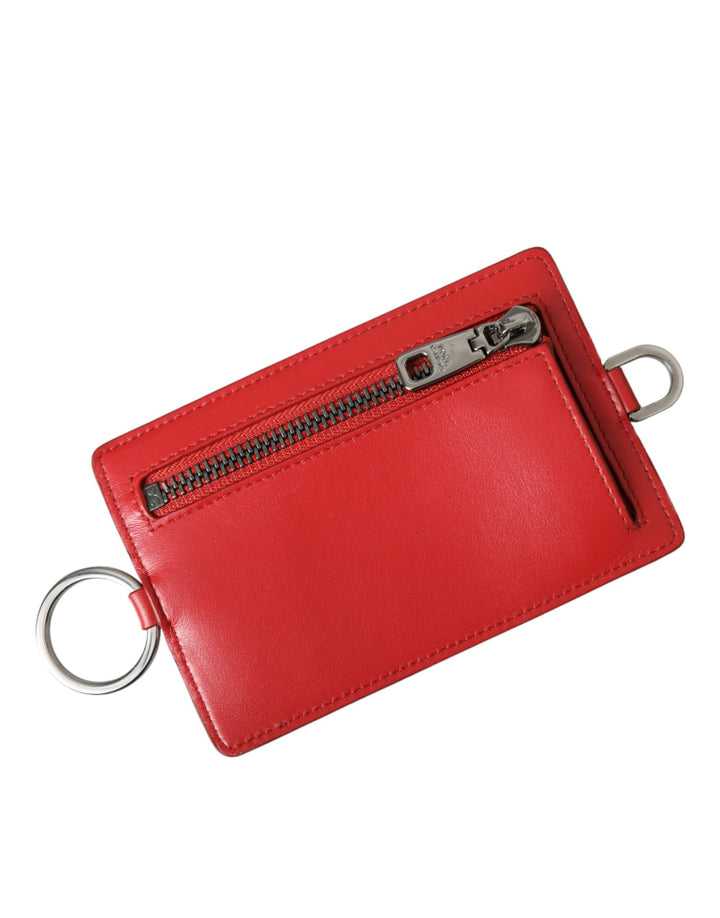 Rotes Kalbsleder Lanyard Logo Kartenhalter Brieftasche