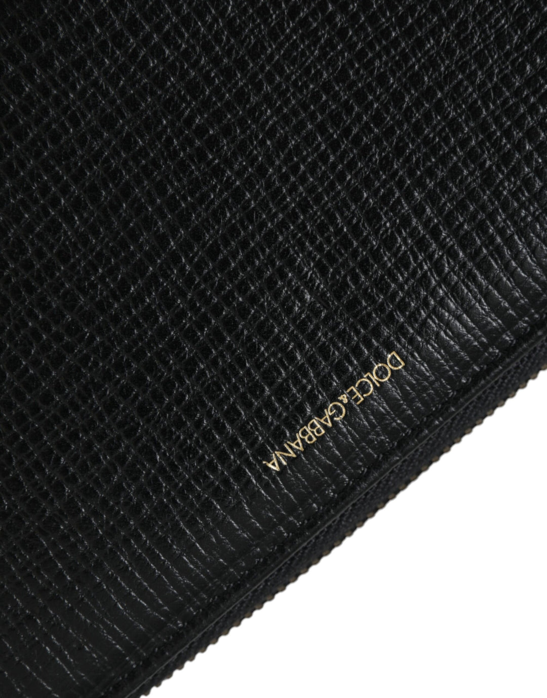 Schwarzes Leder Logo Patch Zip Around Continental Brieftasche