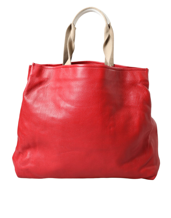Red Leather #DGFamily Patch Tote Bag