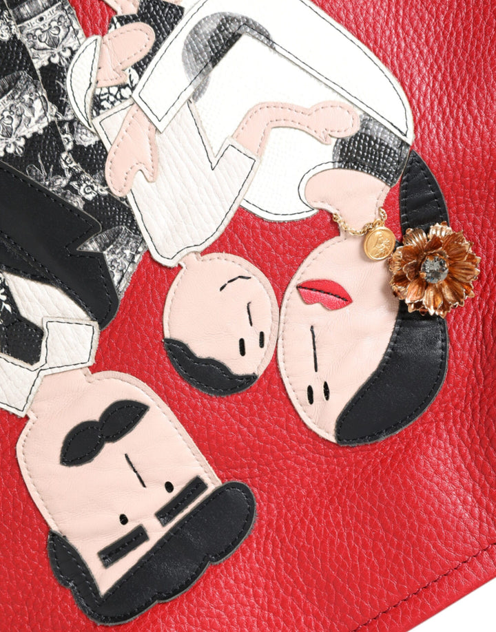 Red Leather #DGFamily Patch Tote Bag