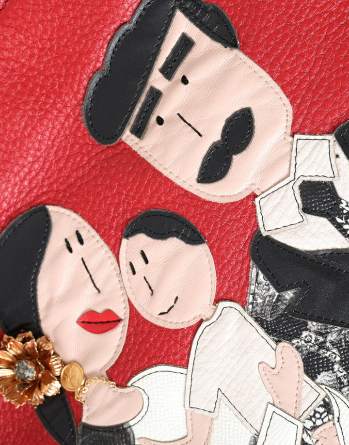 Red Leather #DGFamily Patch Tote Bag