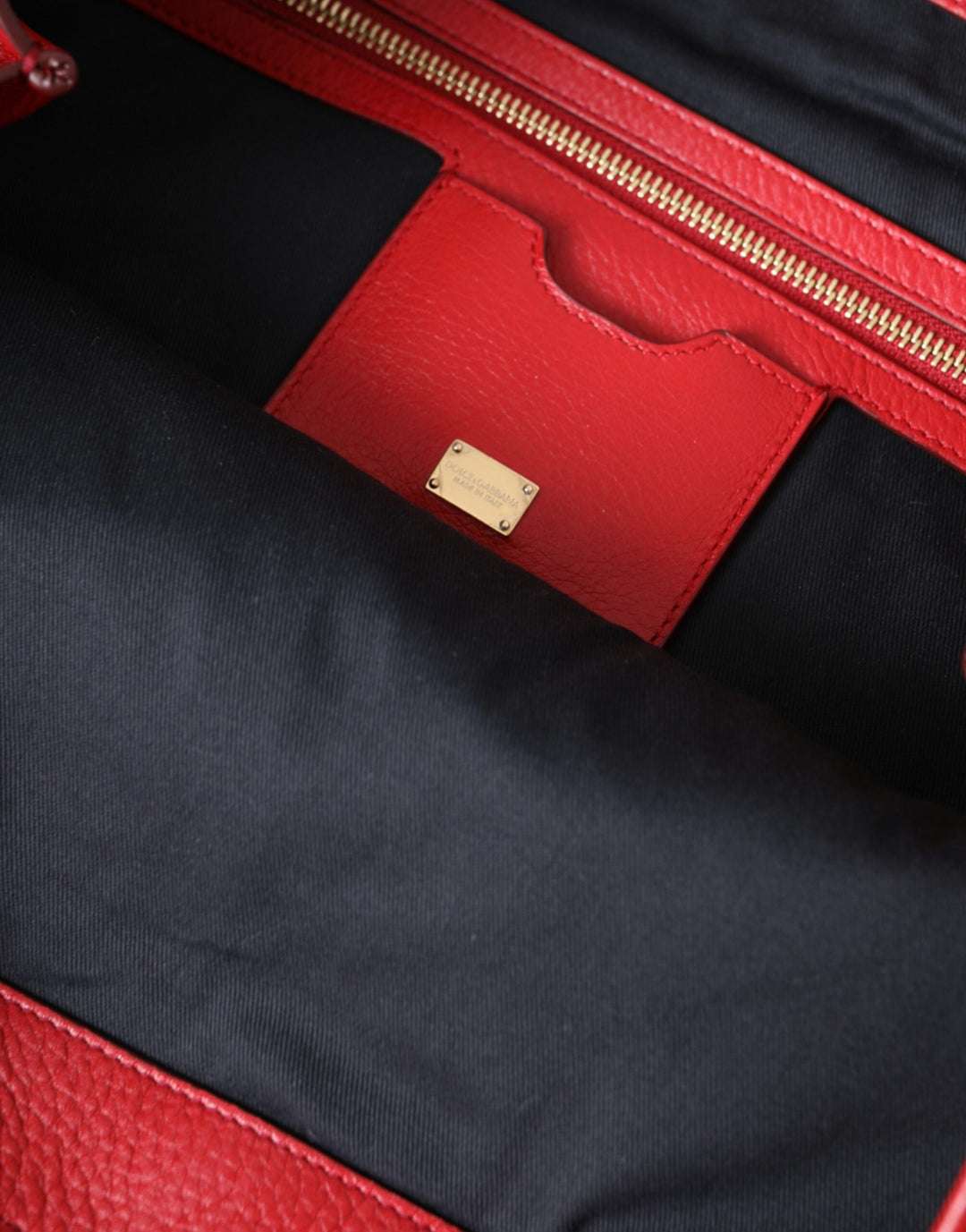 Red Leather #DGFamily Patch Tote Bag