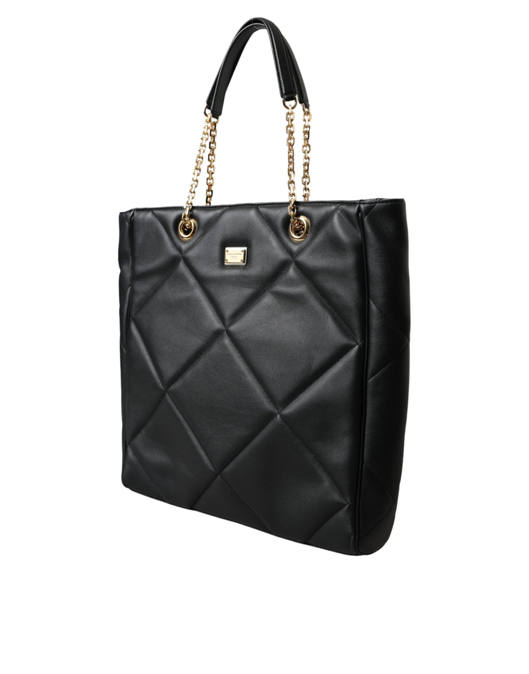 Black leather JUNGLE quilted tote bag