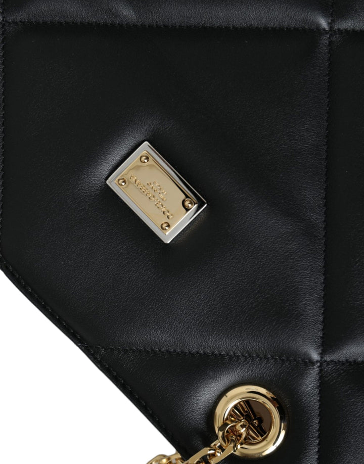 Black leather JUNGLE quilted tote bag