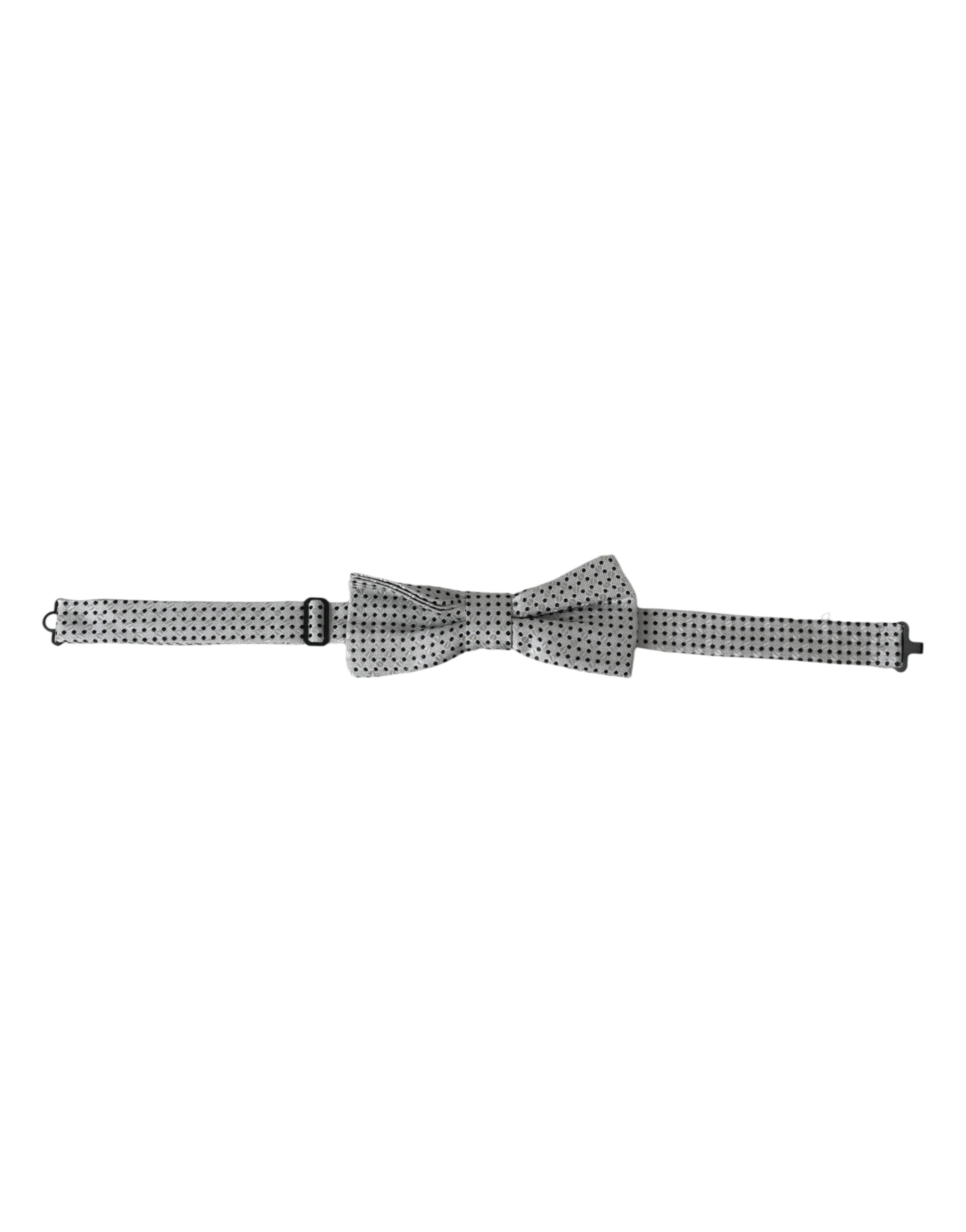 Grey Silk Polka Dot Adjustable Neck Men Papillon Bow Tie