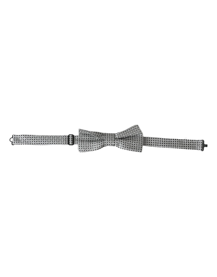 Grey Silk Polka Dot Adjustable Neck Men Papillon Bow Tie