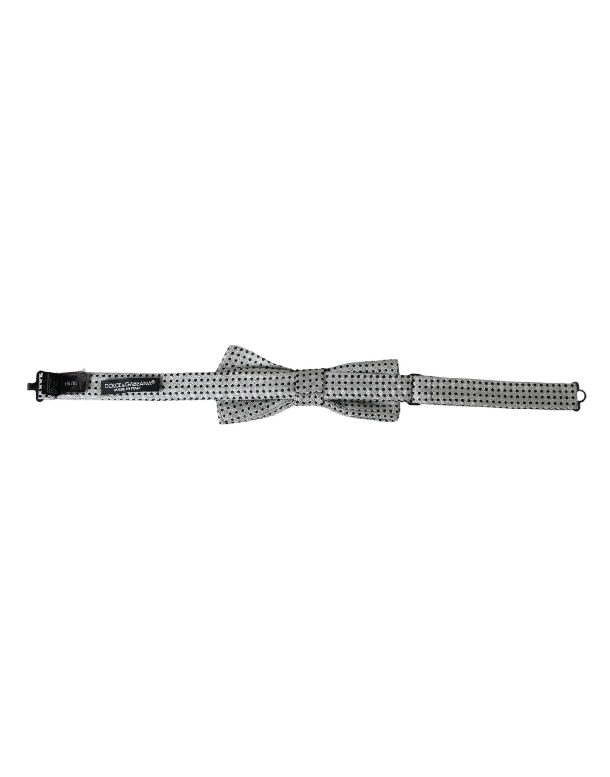 Grey Silk Polka Dot Adjustable Neck Men Papillon Bow Tie