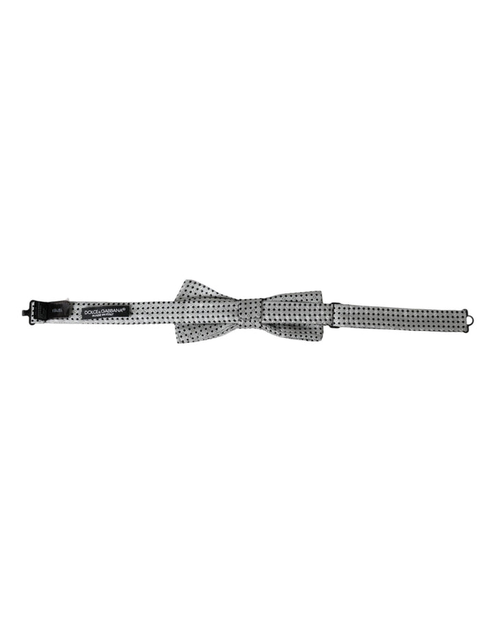 Grey Silk Polka Dot Adjustable Neck Men Papillon Bow Tie