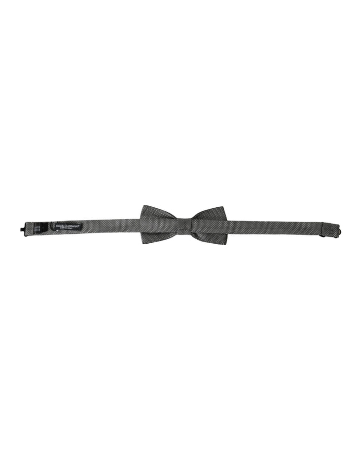 Grey silk patterned adjustable neck men's papillon bow tie