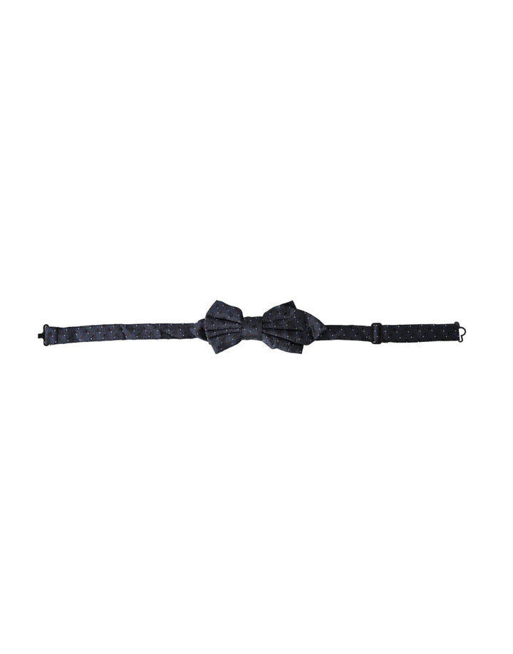 Marineblaue gemusterte Seidenfliege, verstellbar, Herren Papillon Fliege