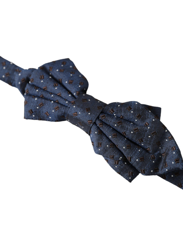 Marineblaue gemusterte Seidenfliege, verstellbar, Herren Papillon Fliege