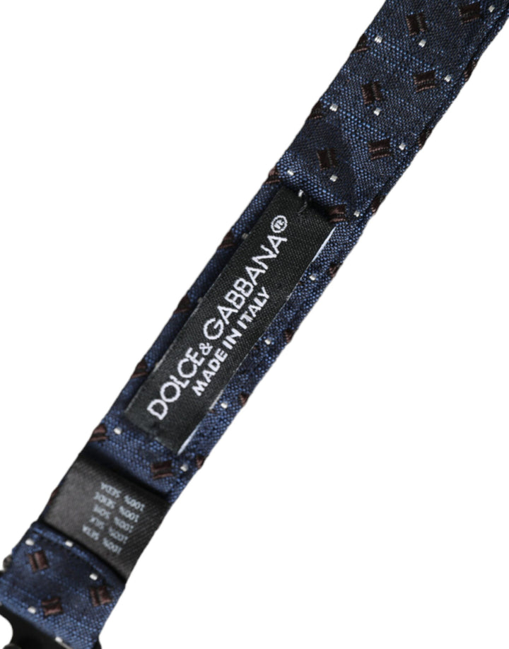 Marineblaue gemusterte Seidenfliege, verstellbar, Herren Papillon Fliege