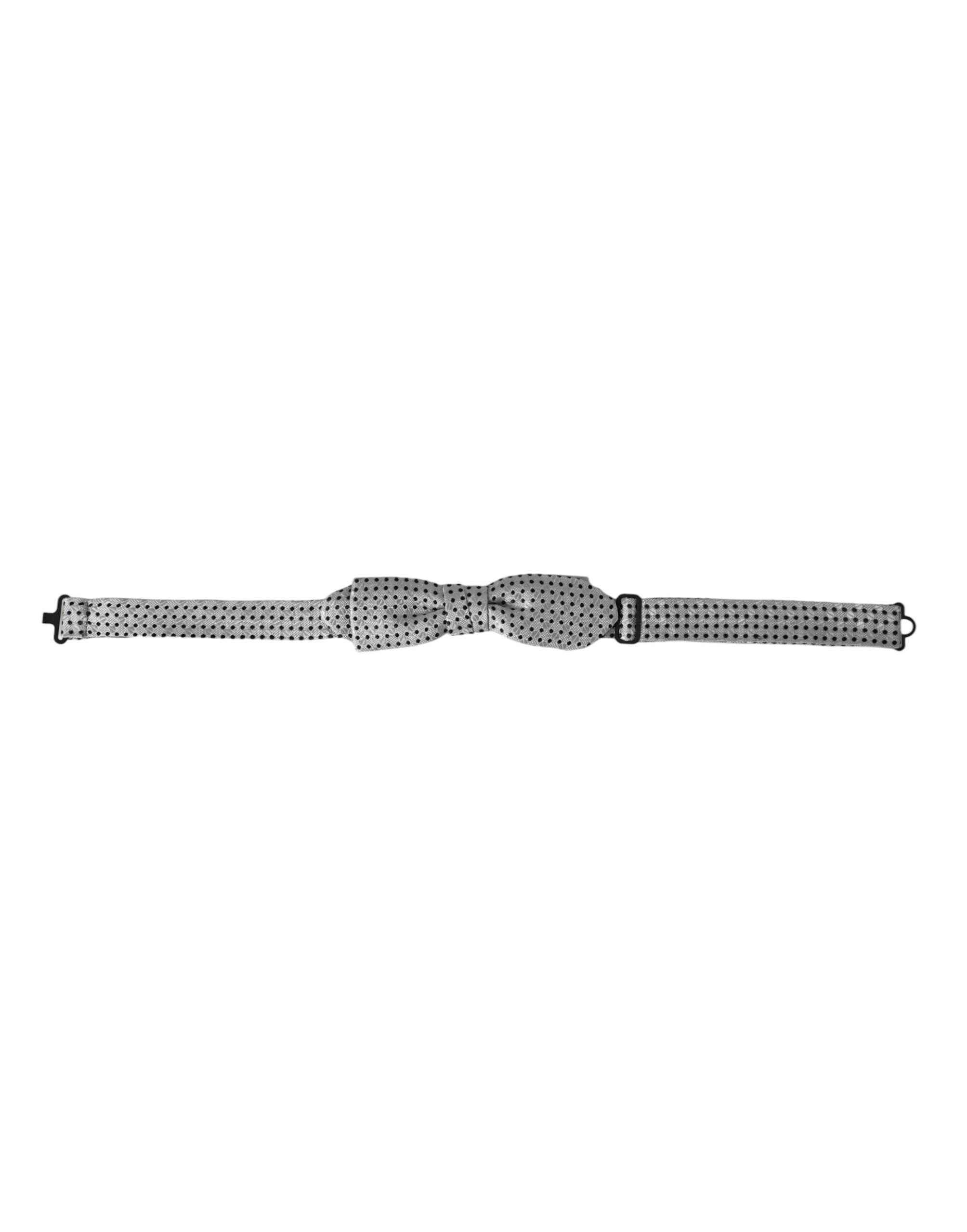 Grey Silk Polka Dot Adjustable Neck Men Papillon Bow Tie