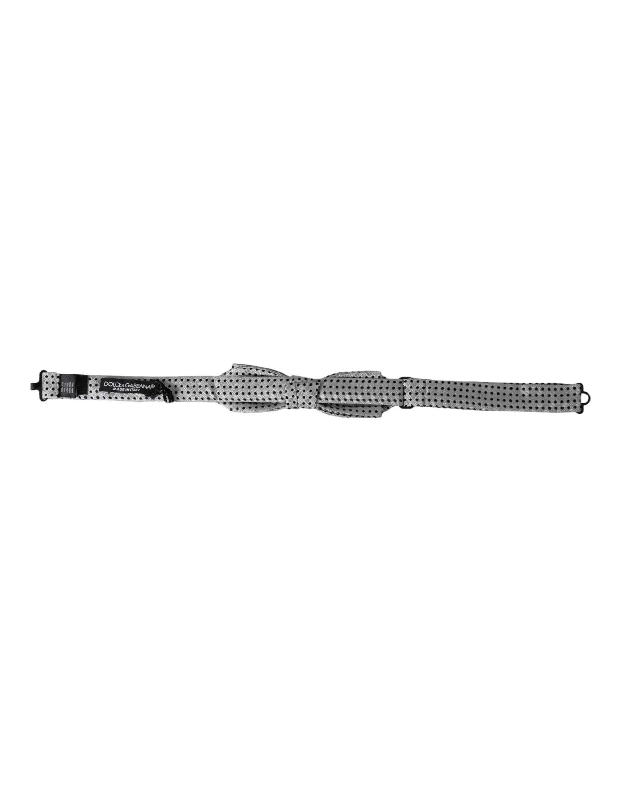 Grey Silk Polka Dot Adjustable Neck Men Papillon Bow Tie