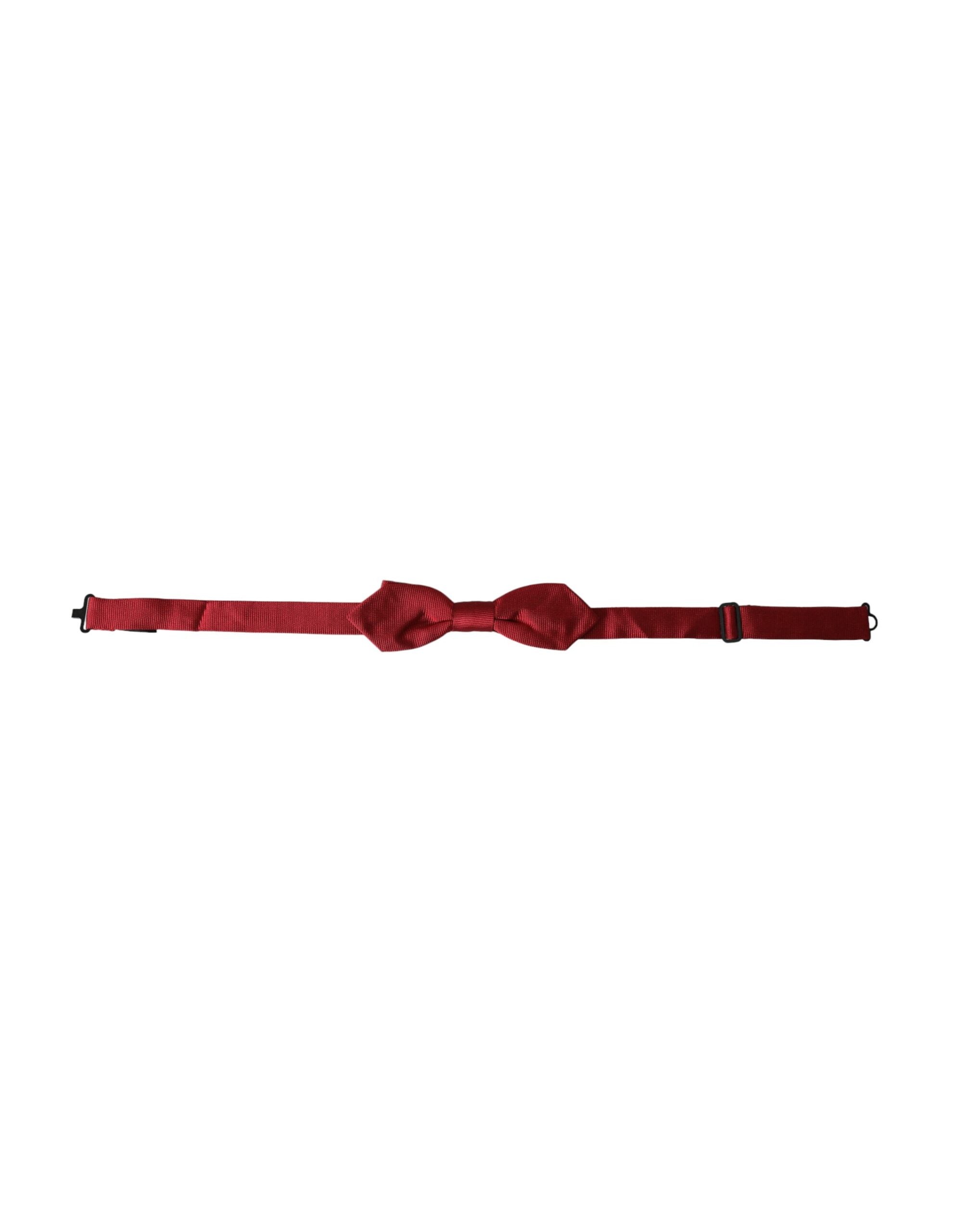 Red silk jacquard adjustable neck men's bow tie