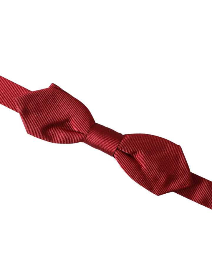 Red silk jacquard adjustable neck men's bow tie
