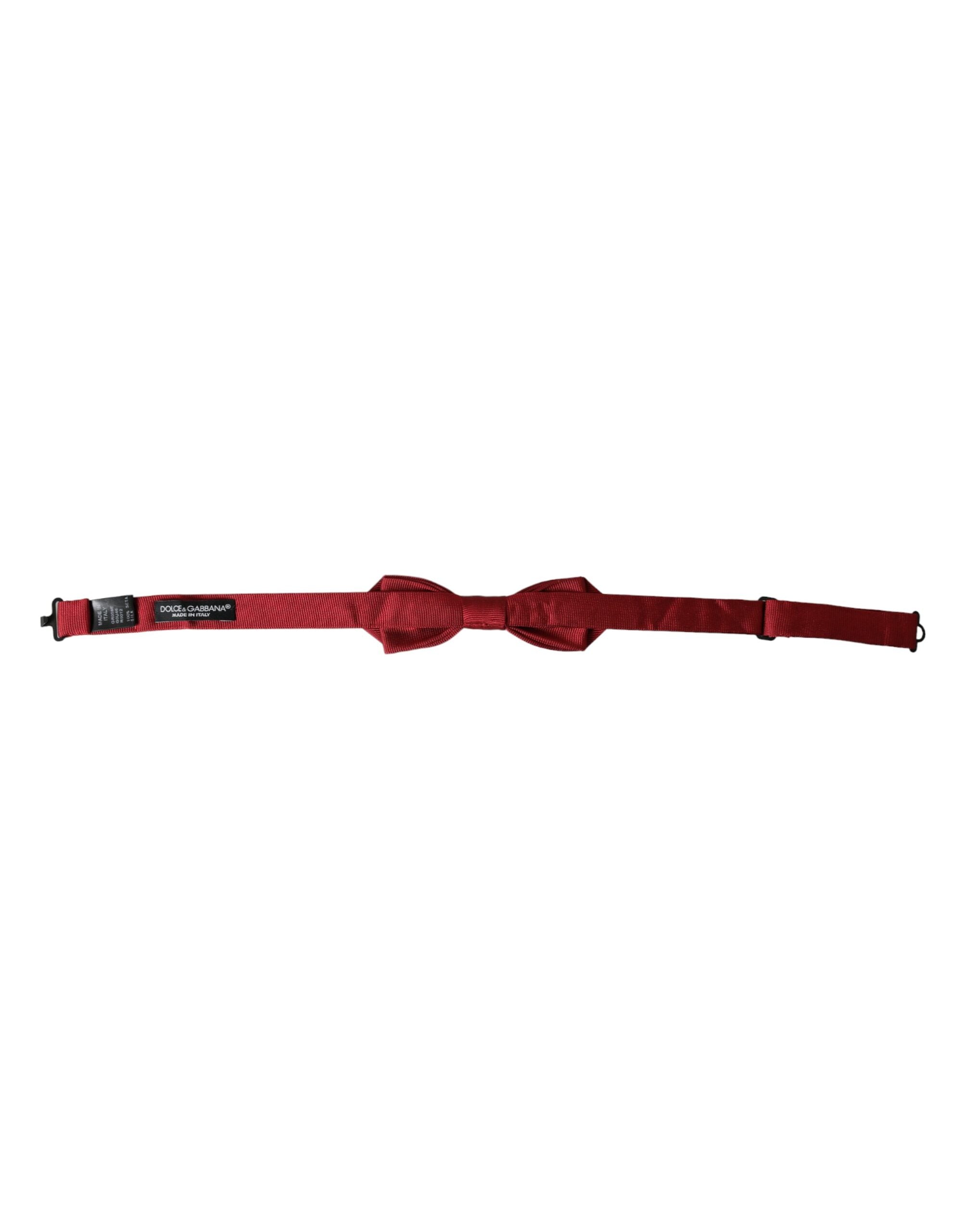Red silk jacquard adjustable neck men's bow tie