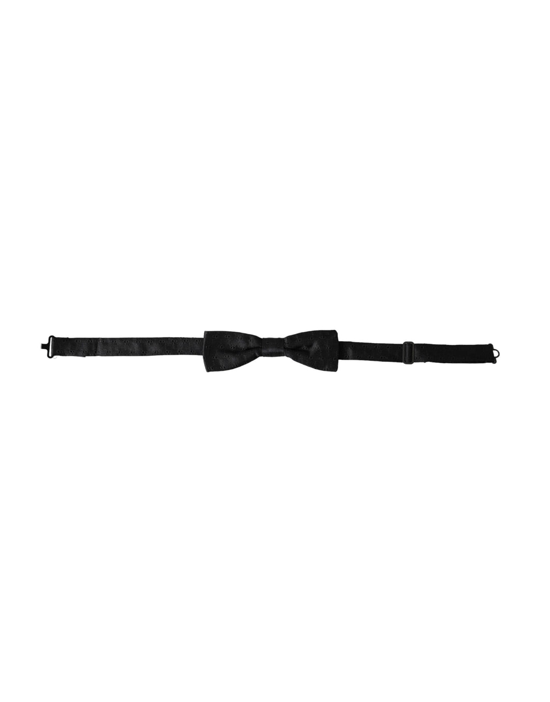 Black silk patterned adjustable neck men's bow tie