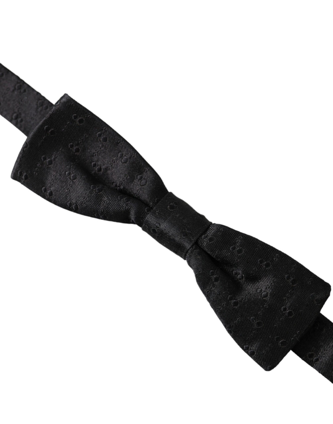 Black silk patterned adjustable neck men's bow tie