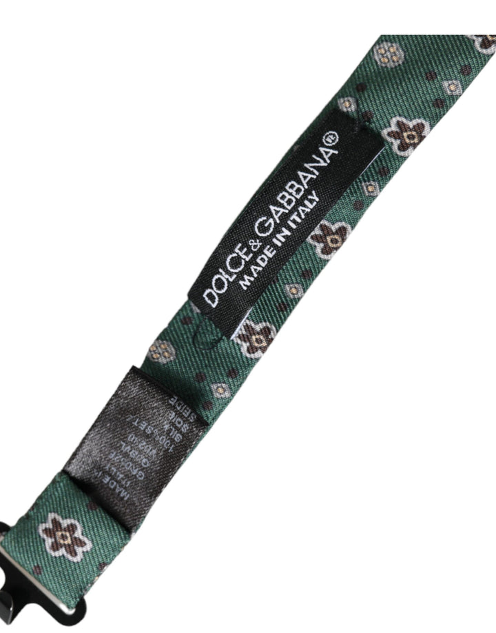 Mint green floral adjustable neck men's bow tie