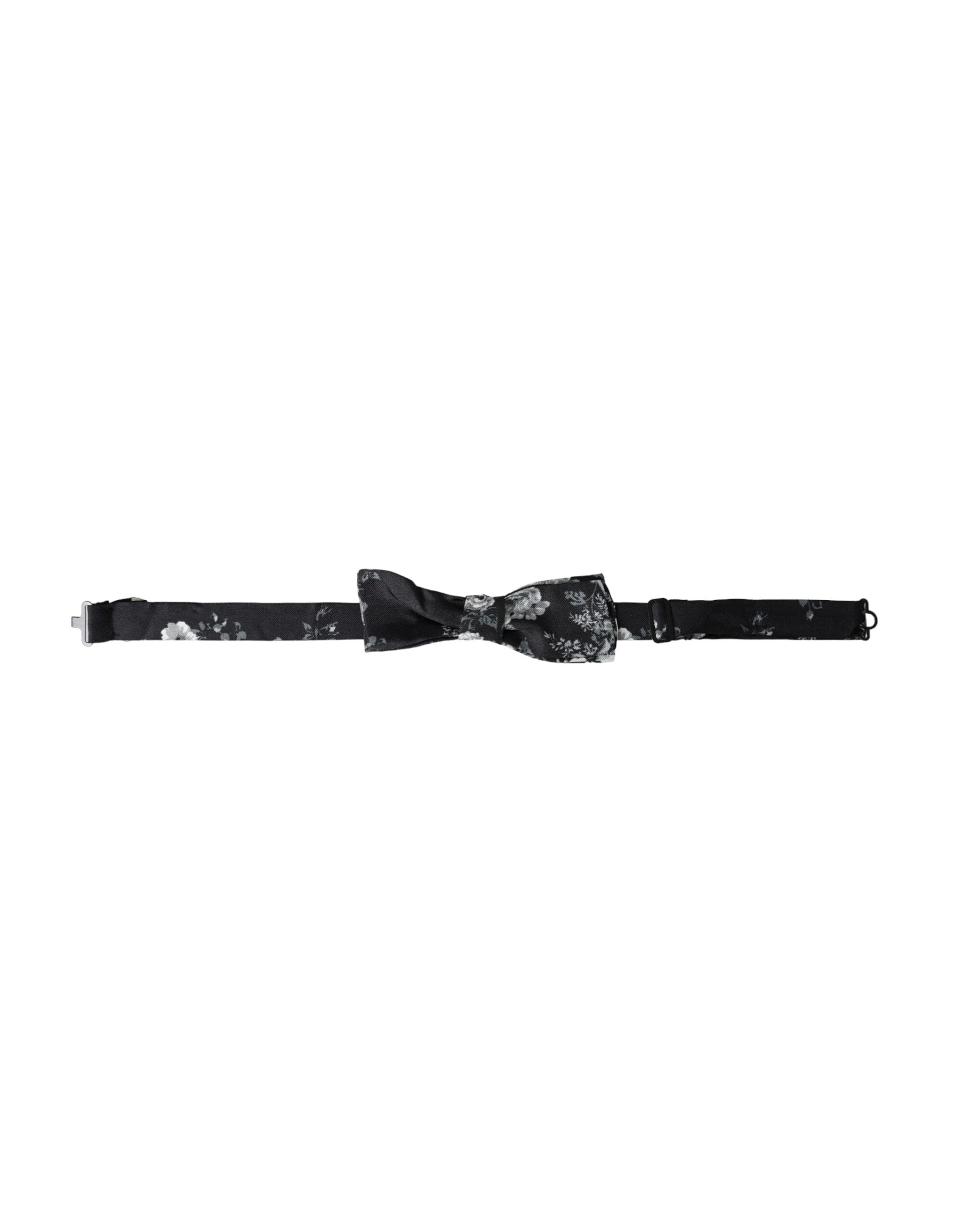 Black floral fantasy adjustable neck men bow tie
