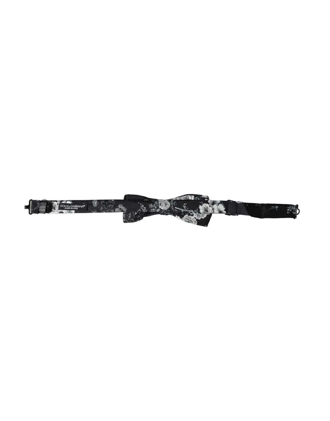 Black floral fantasy adjustable neck men bow tie