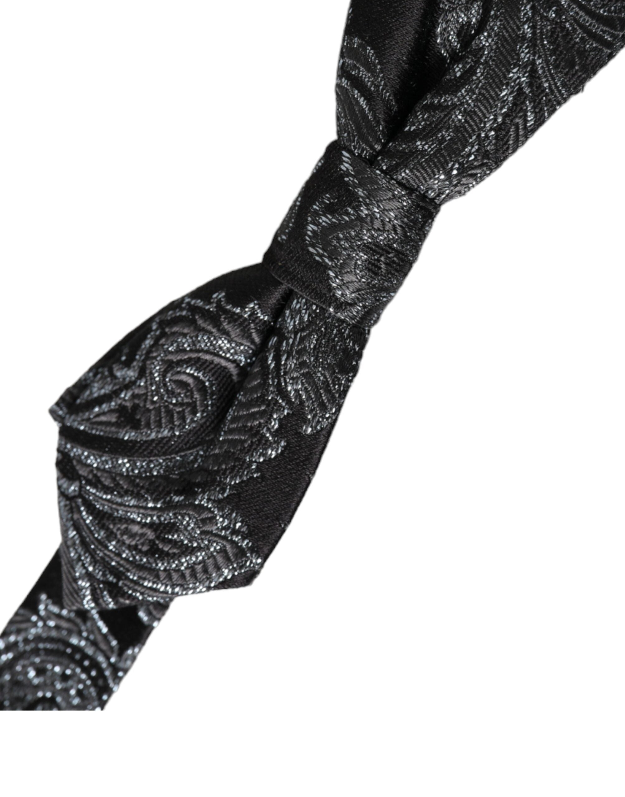 Black silk jacquard adjustable neck men's bow tie