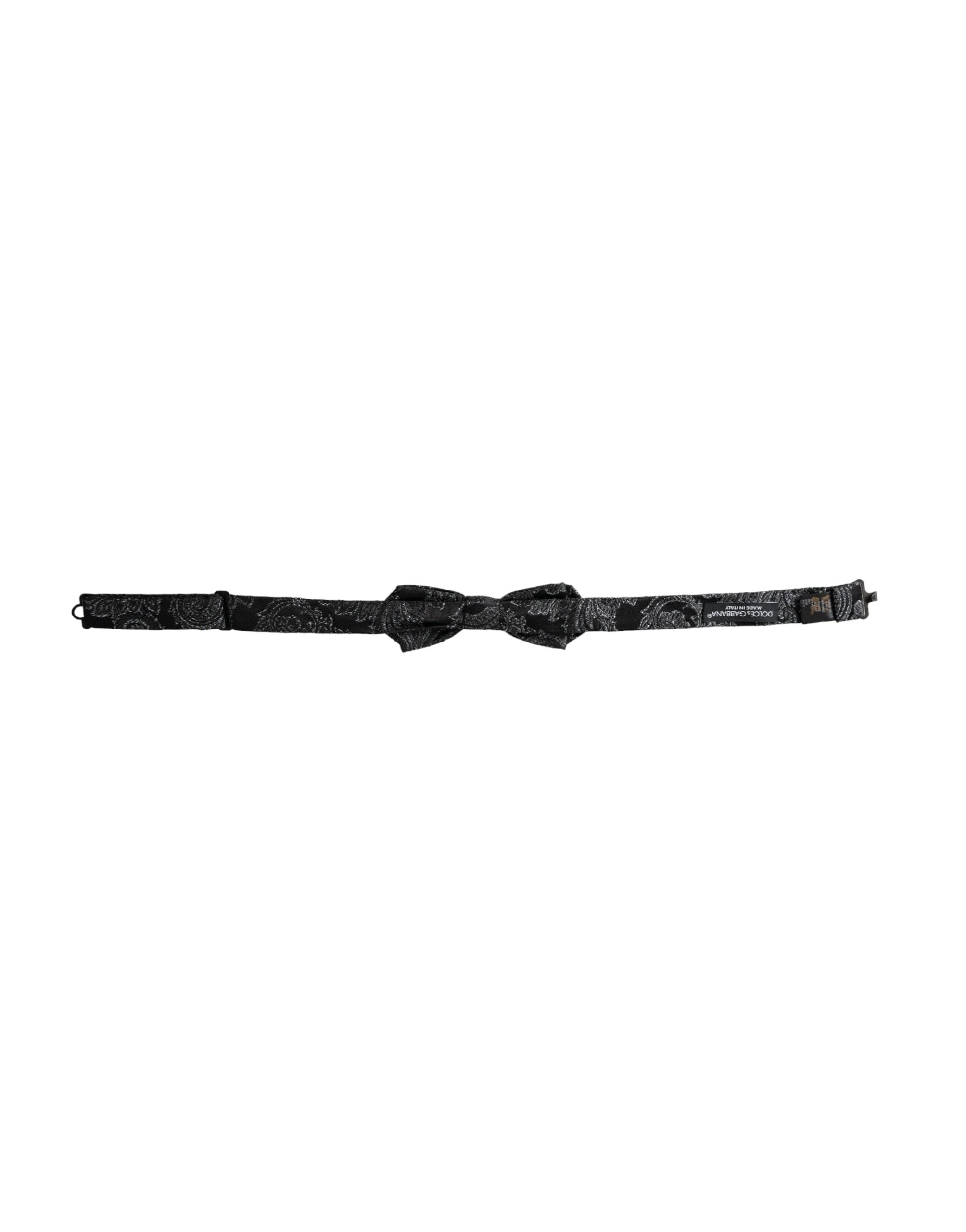 Black silk jacquard adjustable neck men's bow tie