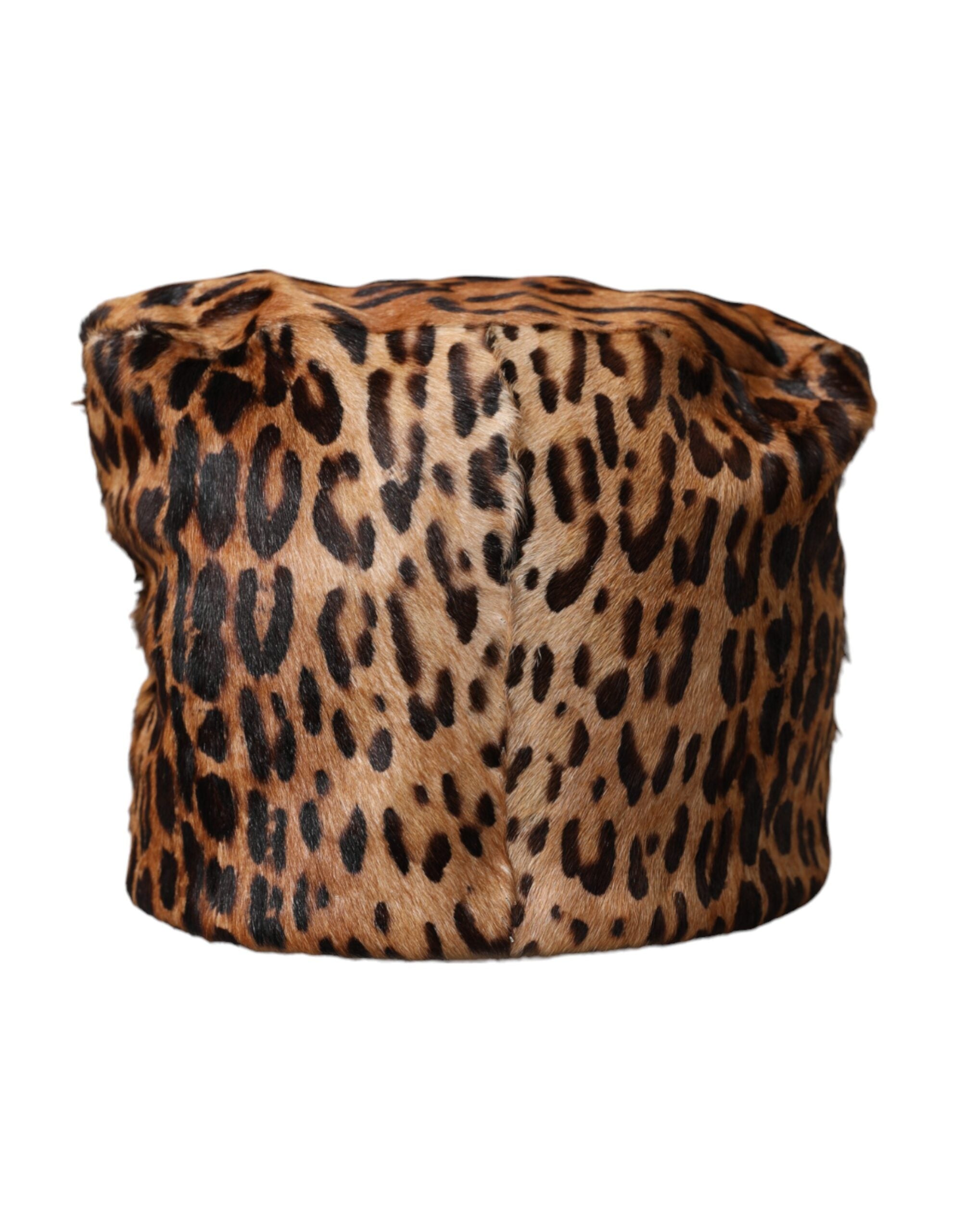 Brown leopard fur women bucket hat