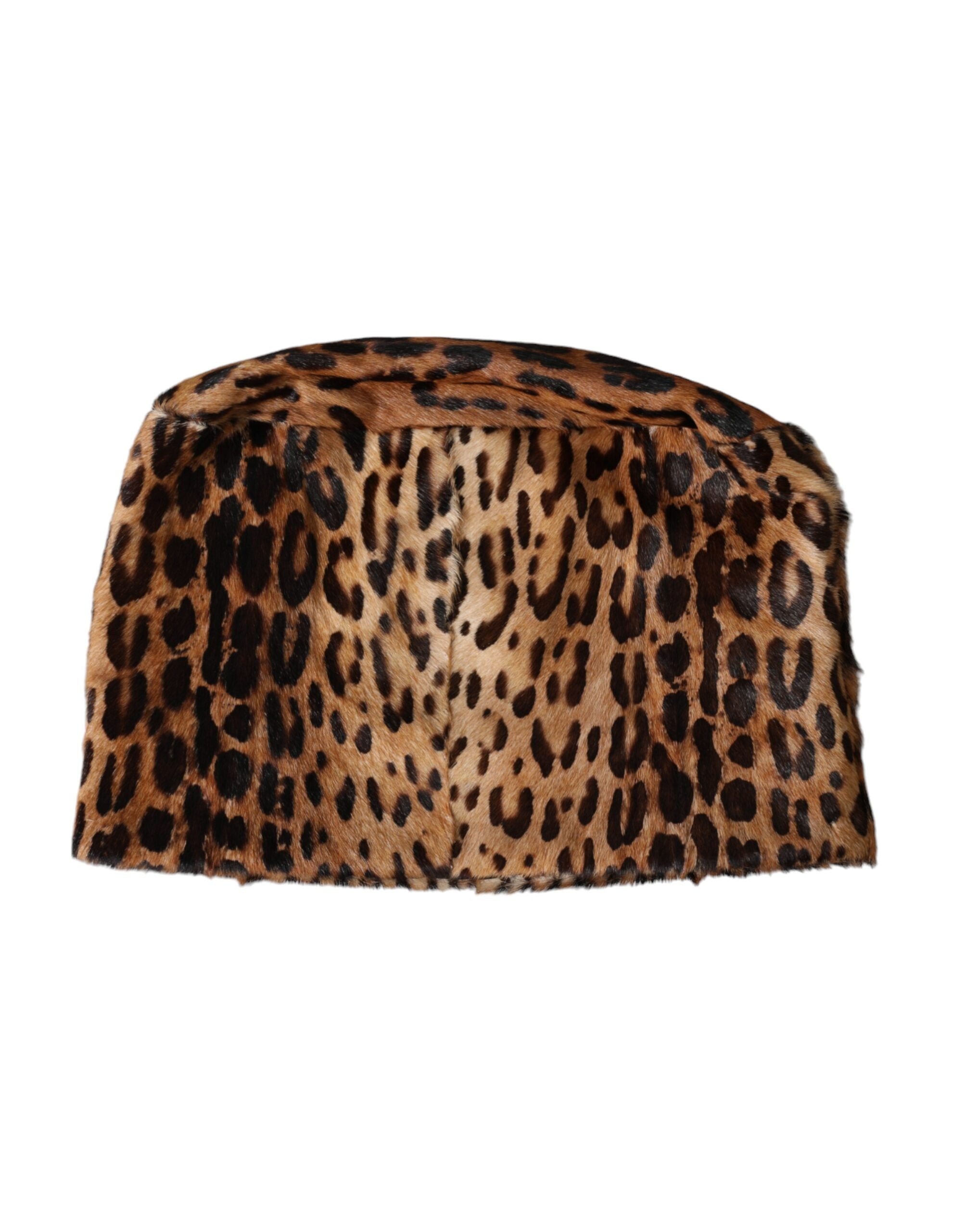 Brown leopard fur women bucket hat