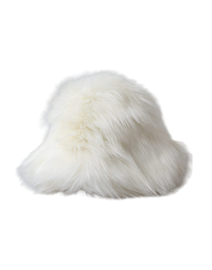 White Acrylic Fur Ladies Bucket Hat