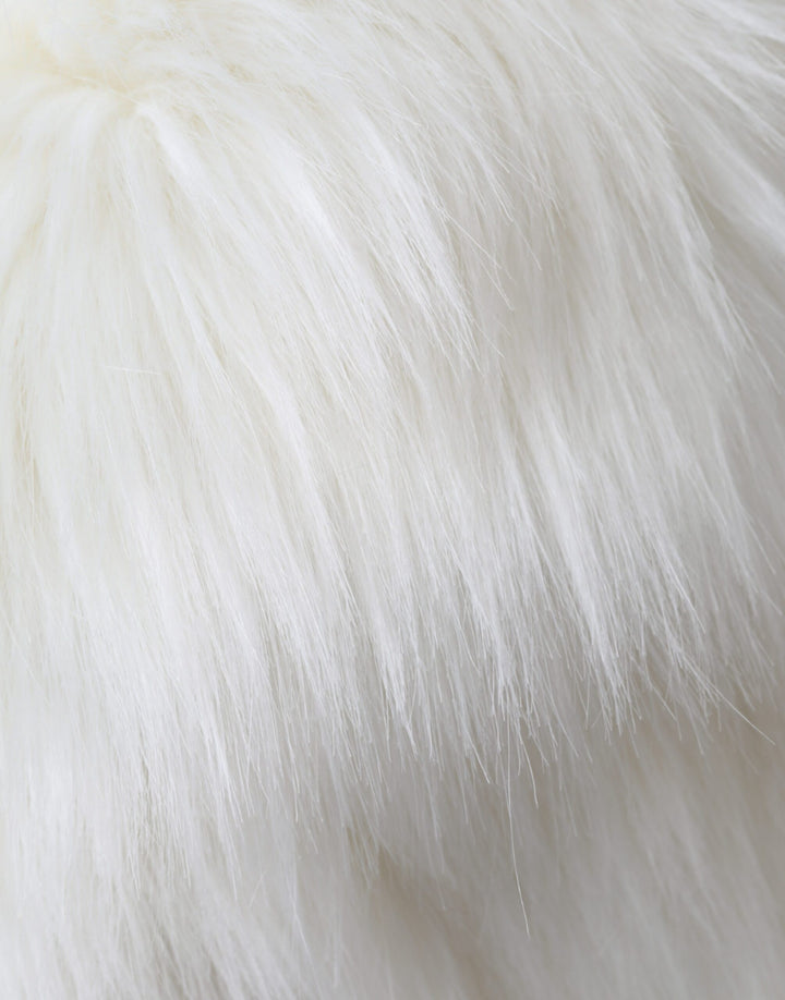 White Acrylic Fur Ladies Bucket Hat
