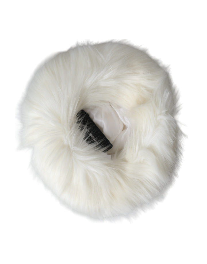 White Acrylic Fur Ladies Bucket Hat