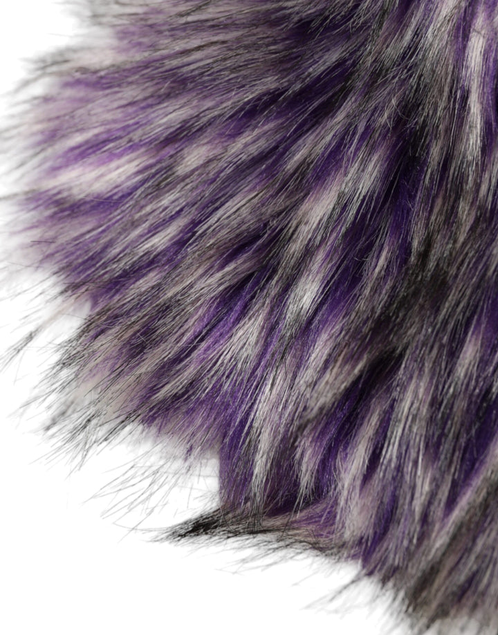 Purple faux fur full-head hat