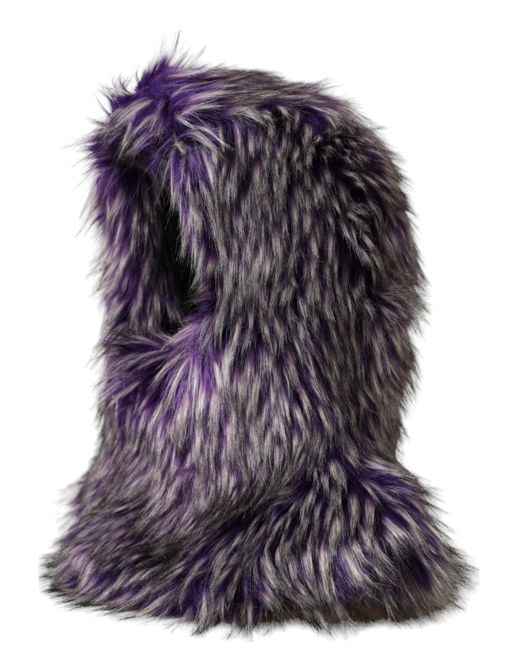Purple faux fur full-head hat