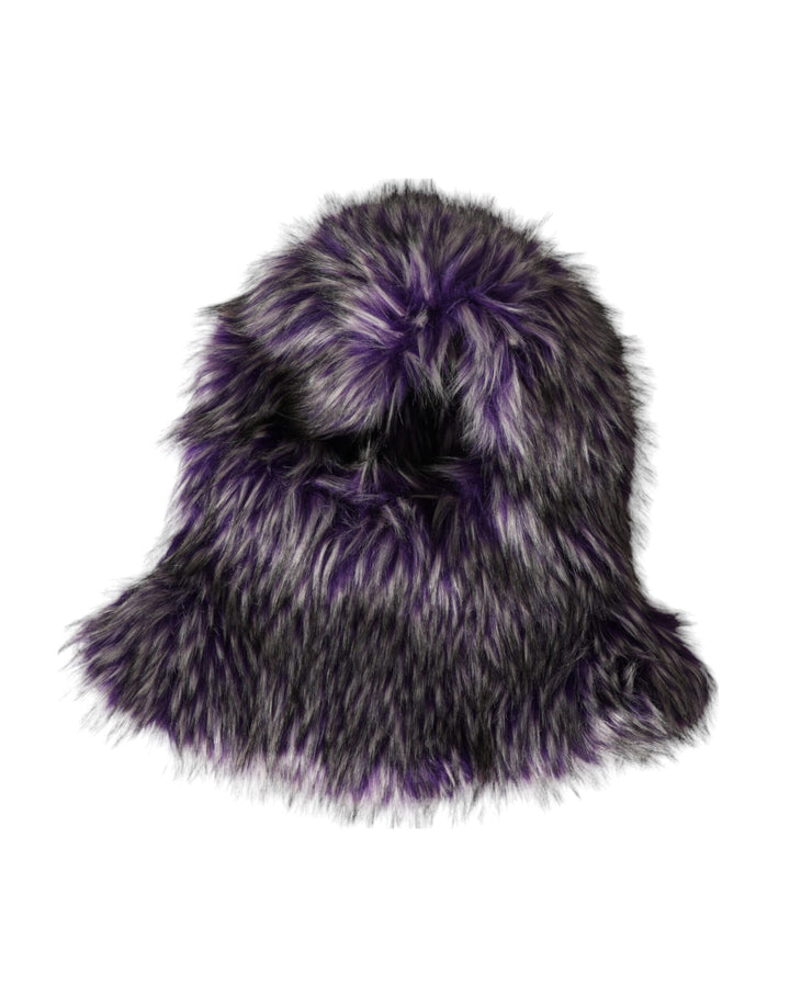 Purple faux fur full-head hat