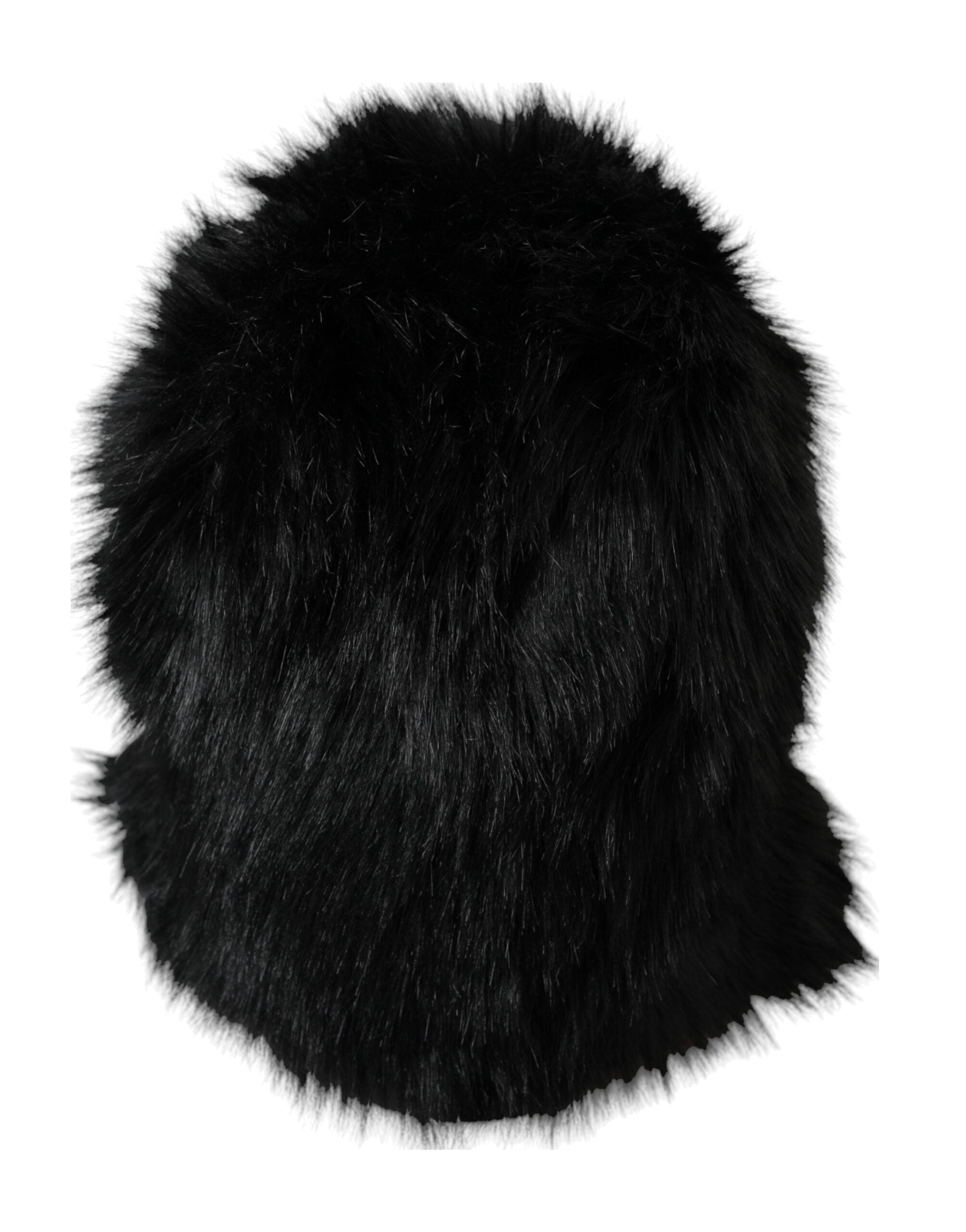 Black faux fur full-head wrap hat