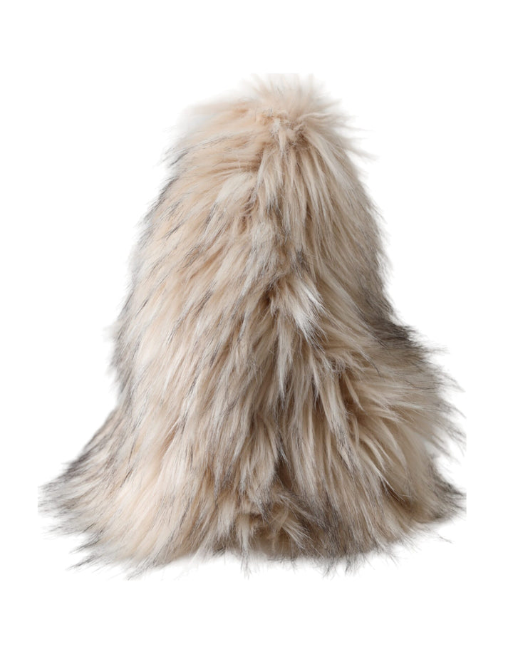 Beige Acryl Pelz Frauen Eimer