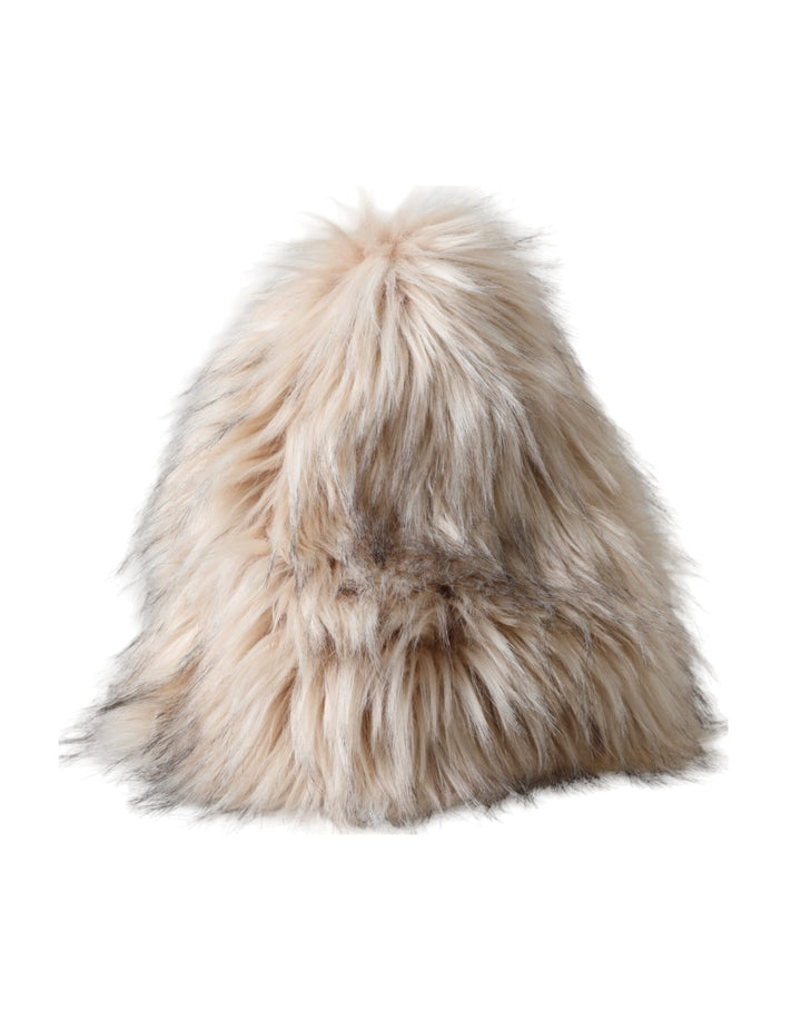 Beige Acryl Pelz Frauen Eimer