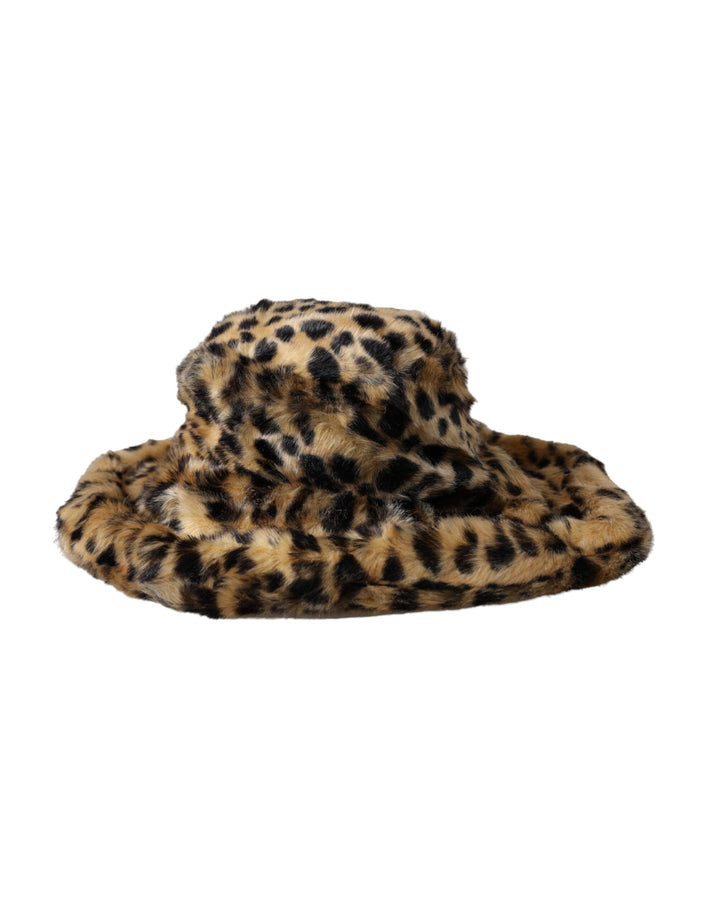 Brauner Leopardenfell Frauen Eimer Hut