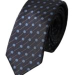 Black Blue Polka Dot Silk Tie for Men Adjustable