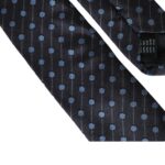 Black Blue Polka Dot Silk Tie for Men Adjustable