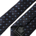 Black Blue Polka Dot Silk Tie for Men Adjustable