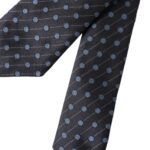 Black Blue Polka Dot Silk Tie for Men Adjustable