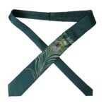 Green printed 100% silk adjustable men's tie