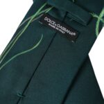 Green printed 100% silk adjustable men's tie