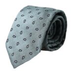 Green patterned men's tie made of 100% silk