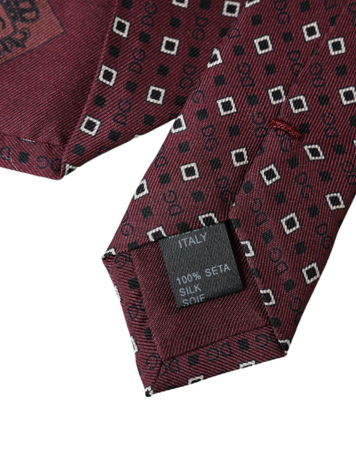 Chestnut brown silk tie with brand logo, adjustable, for men